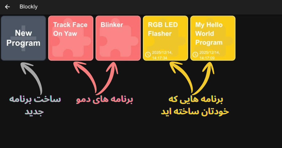 مدیر برنامه‌های Blockly