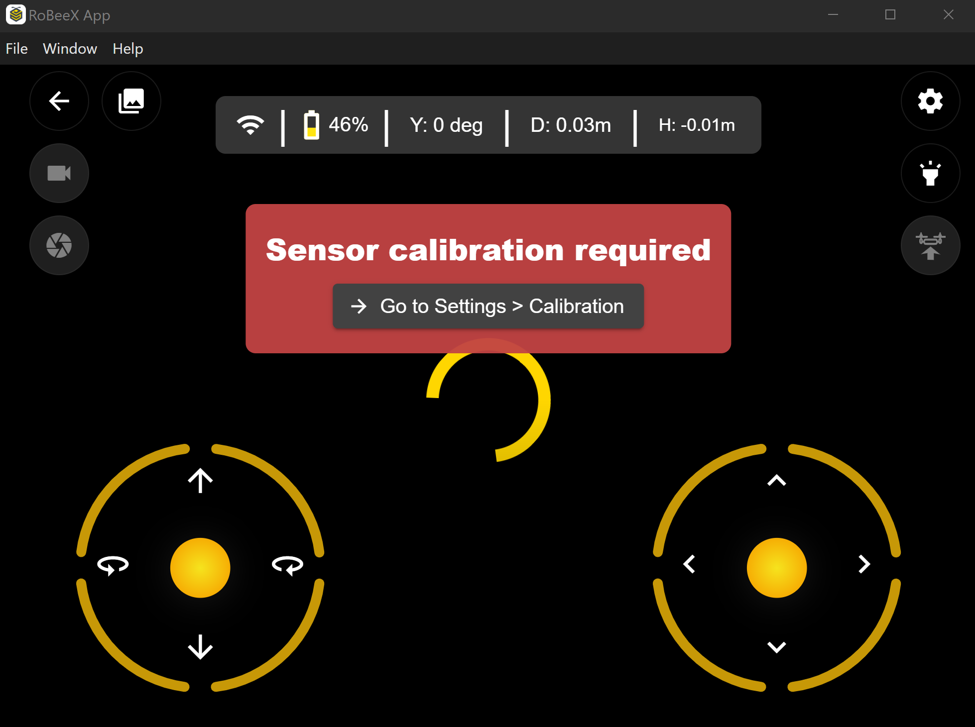 Sensor calibration required screen