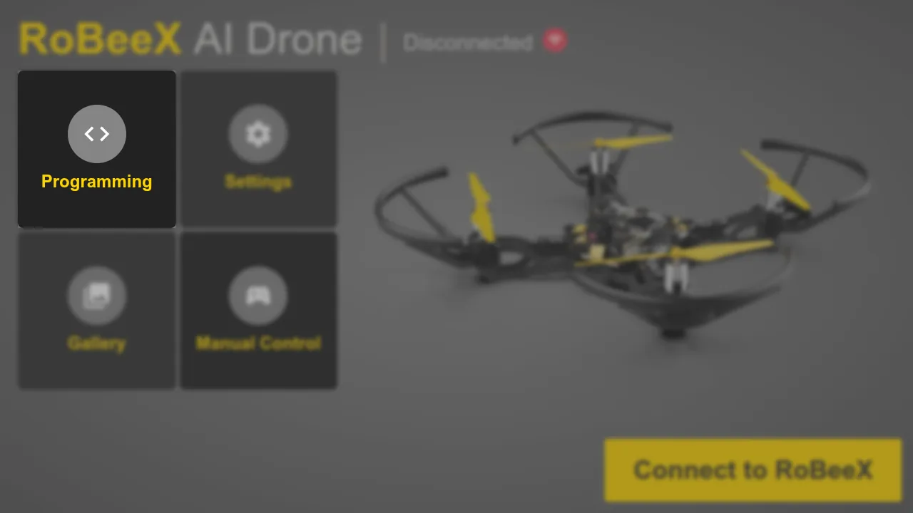 Select top-left tile in the home page to enter programming environment